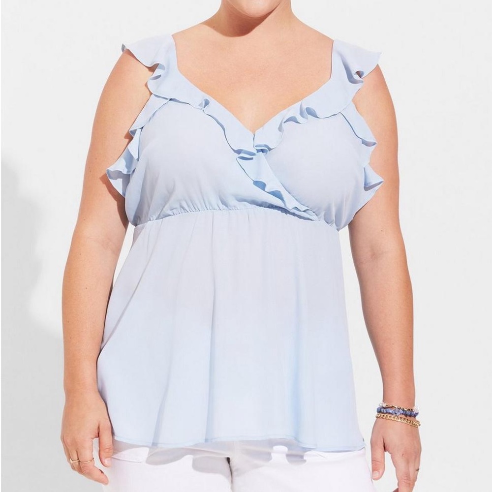 TORRID Peplum Georgette Ruffle Surplice Tank Top